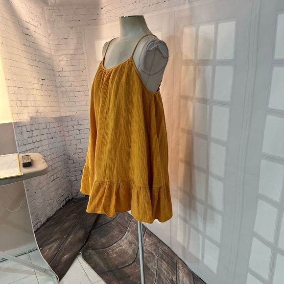 Lulu's Gold Halter Sundress Sleeveless Mini - Picture 3 of 10